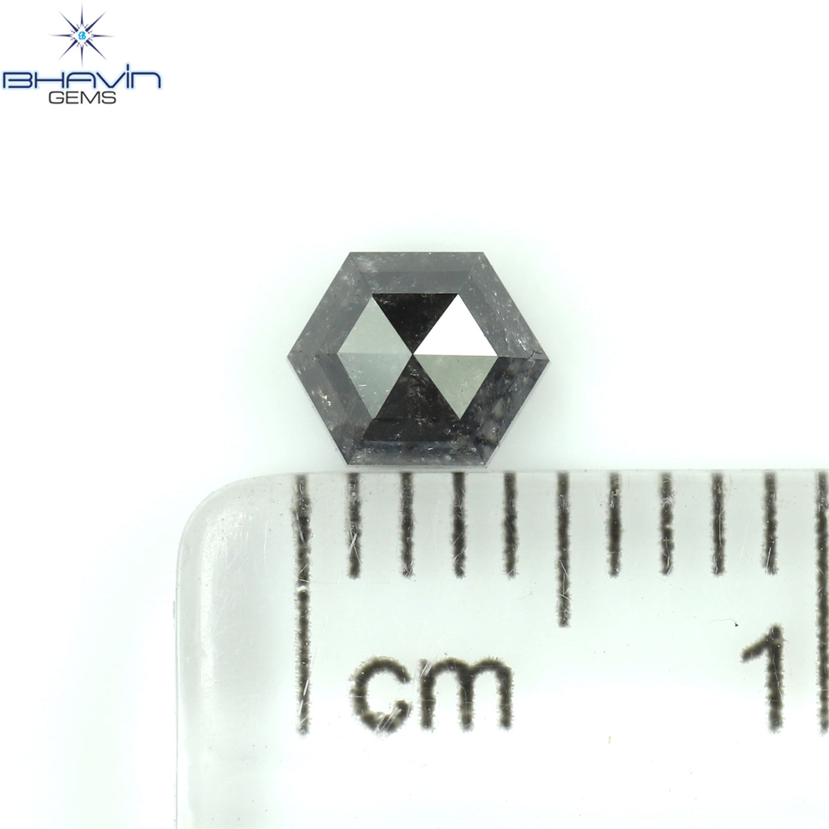 0.62 CT Natural Hexagon Diamond Salt And Pepper Color Clarity I3 (5.09 MM)