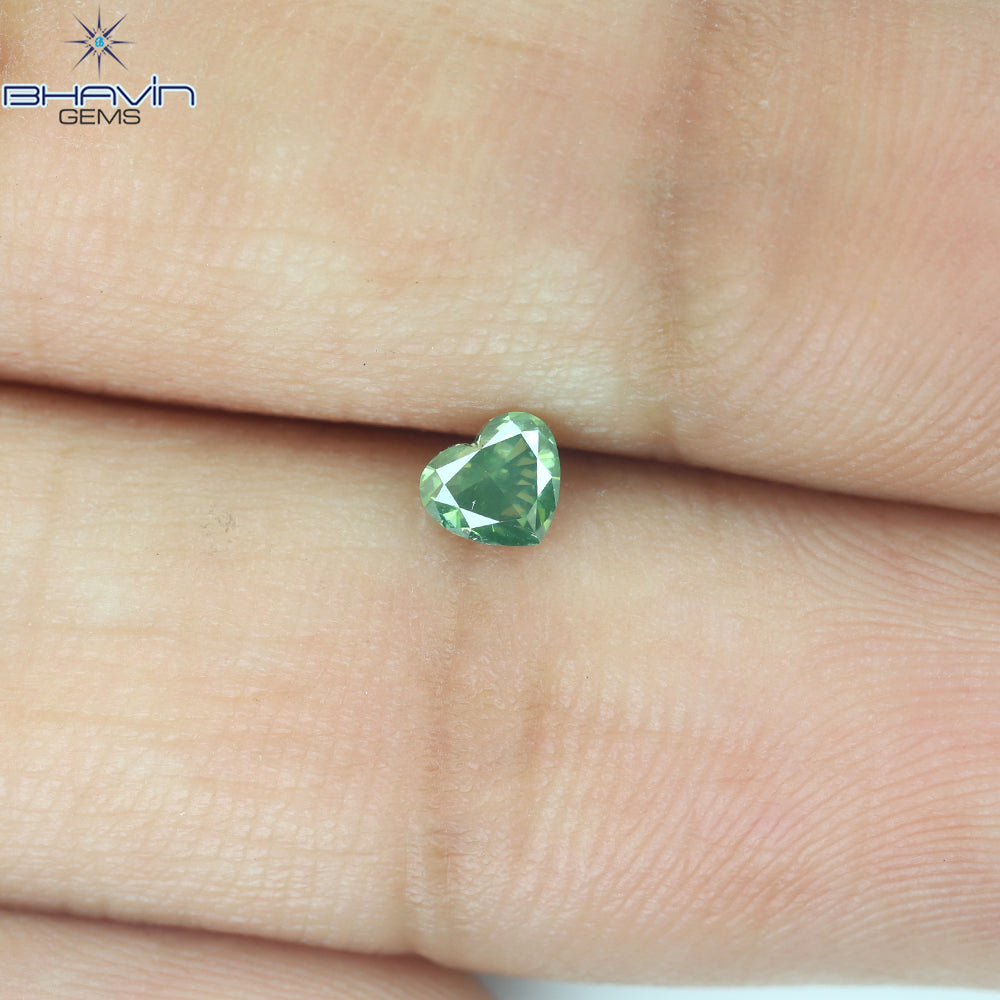 0.18 CT Natural Heart Diamond Enhanced Green Color Clarity VS2 (3.66 MM)