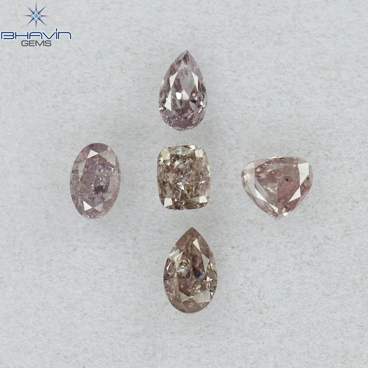 0.61 CT/5 Pcs Natural Mix Diamond Pink Color Clarity I1 (3.96 MM)