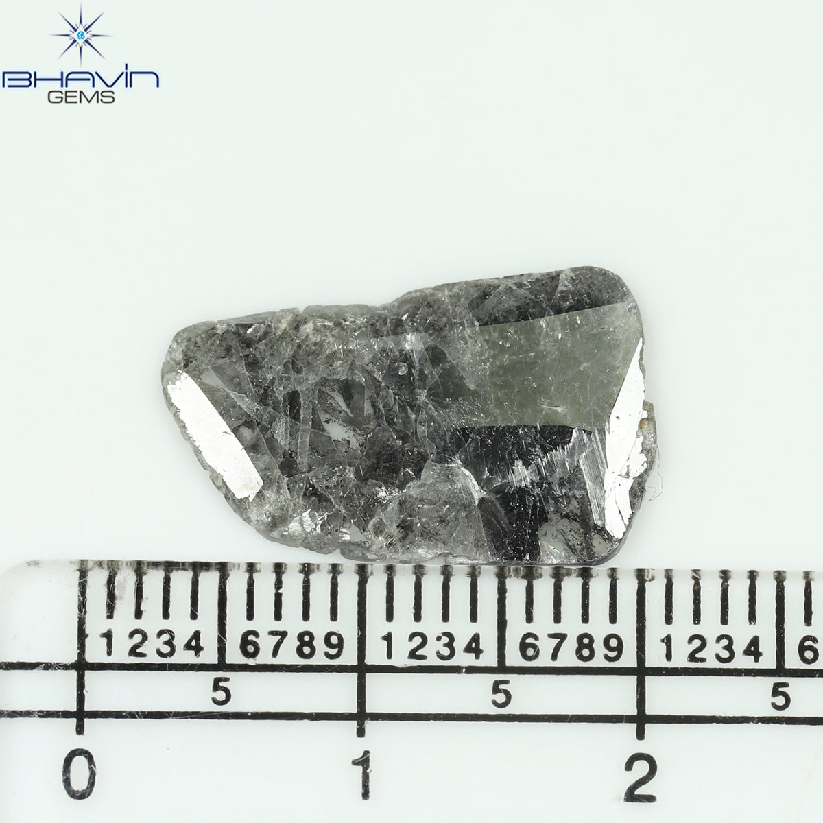3.06 CT スライス シェイプ ナチュラル ダイヤモンド ソルト アンド ペッパー カラー I3 クラリティ (17.50 MM)