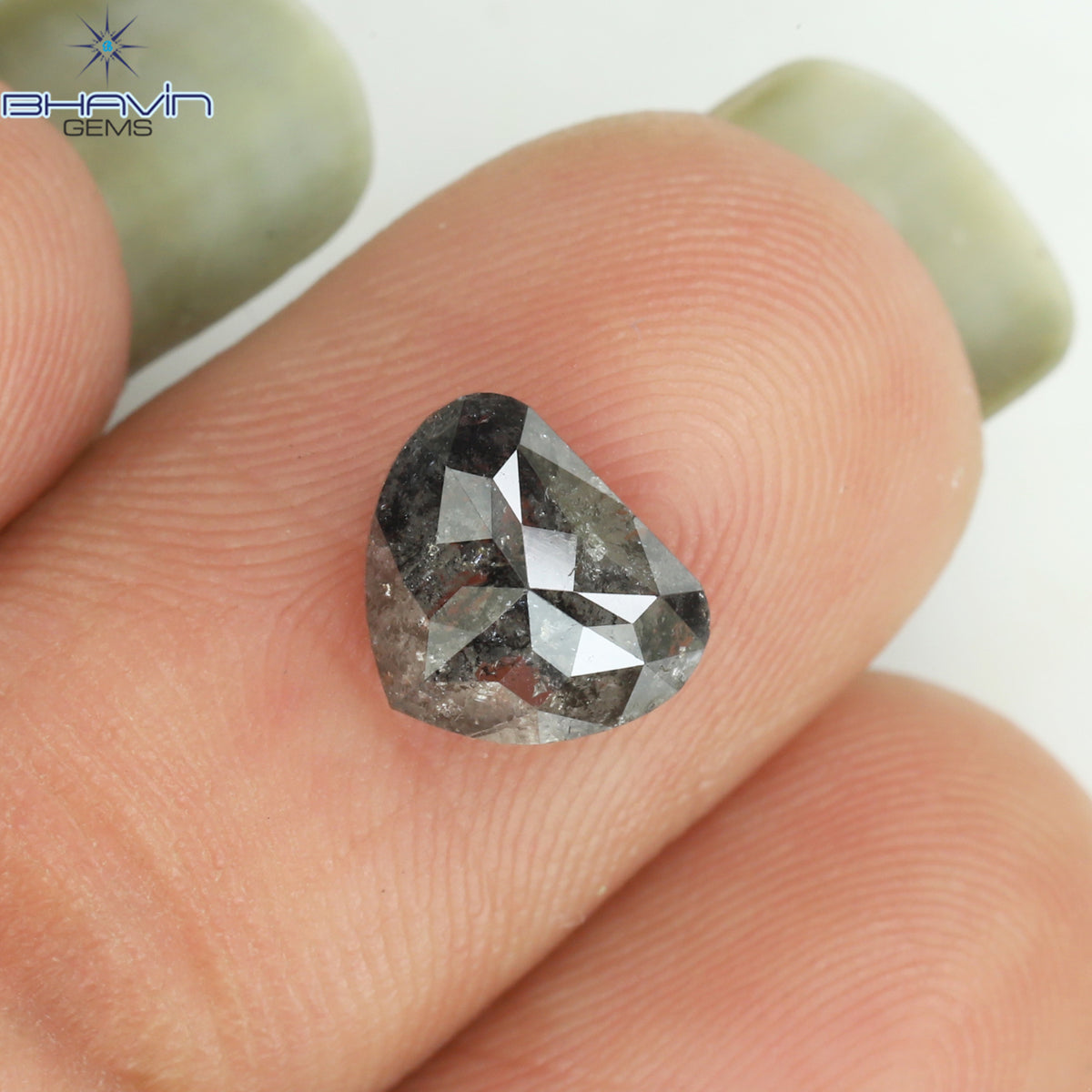 1.14 CT Natural Heart Diamond Salt And Pepper Color Clarity I3 (7.44 MM)
