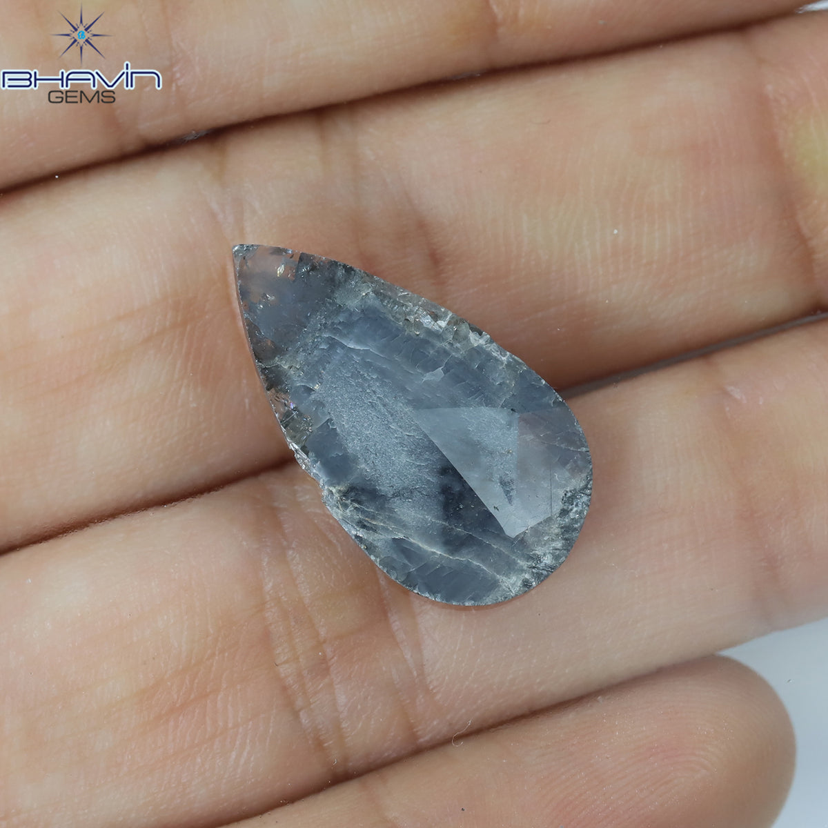 4.68 CT Natural Pear Slice Diamond Gray Color Clarity I3 (22.00 MM)