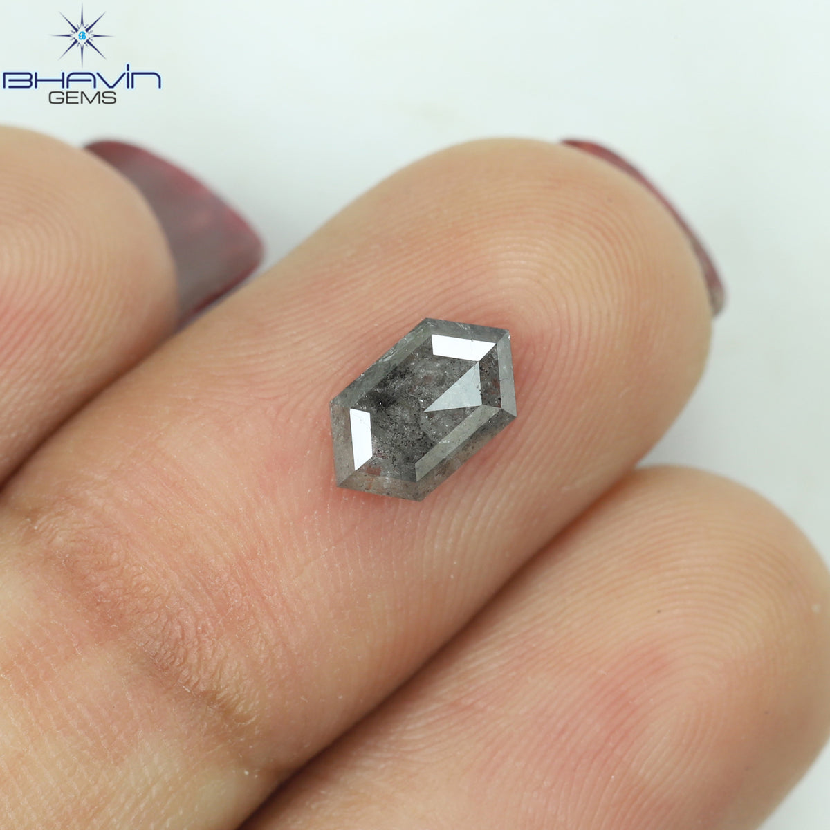 0.72 CT 六角形 天然ルース ダイヤモンド ソルト アンド ペッパー カラー I3 クラリティ (7.84 MM)
