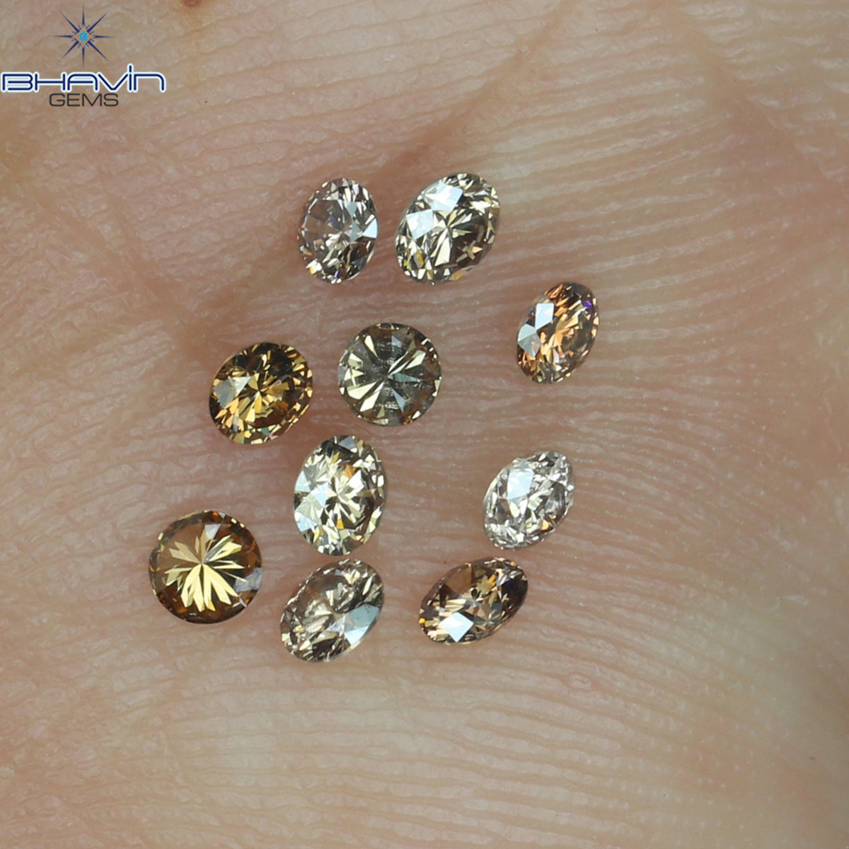 0.32 CT/10 Pcs Natural Round Diamond Brown Pink (Argyle) Color Clarity VS-SI (2.00 MM)