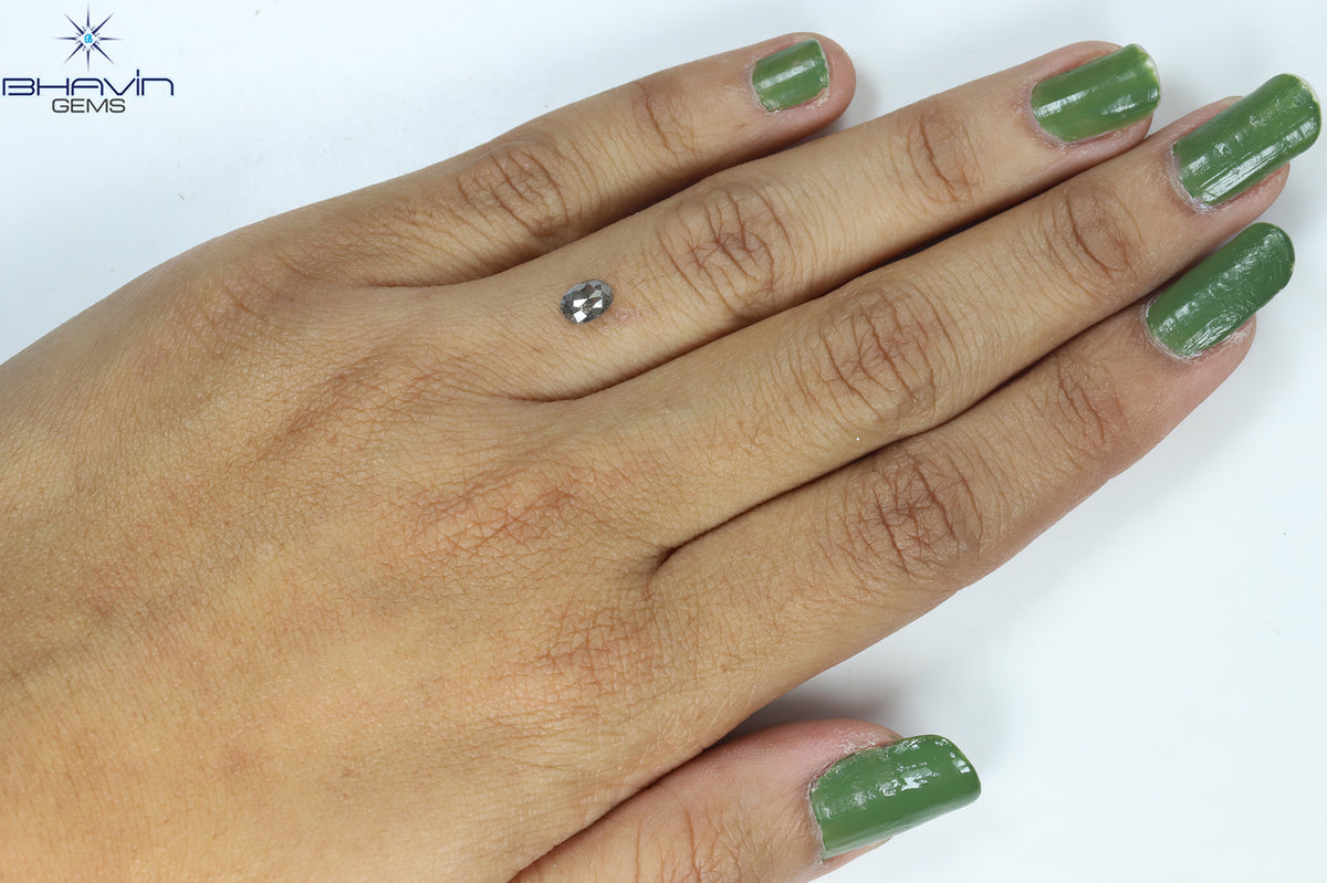 0.56 CT Natural Oval Diamond Salt and Pepper Color Clarity I3 (5.56 MM)
