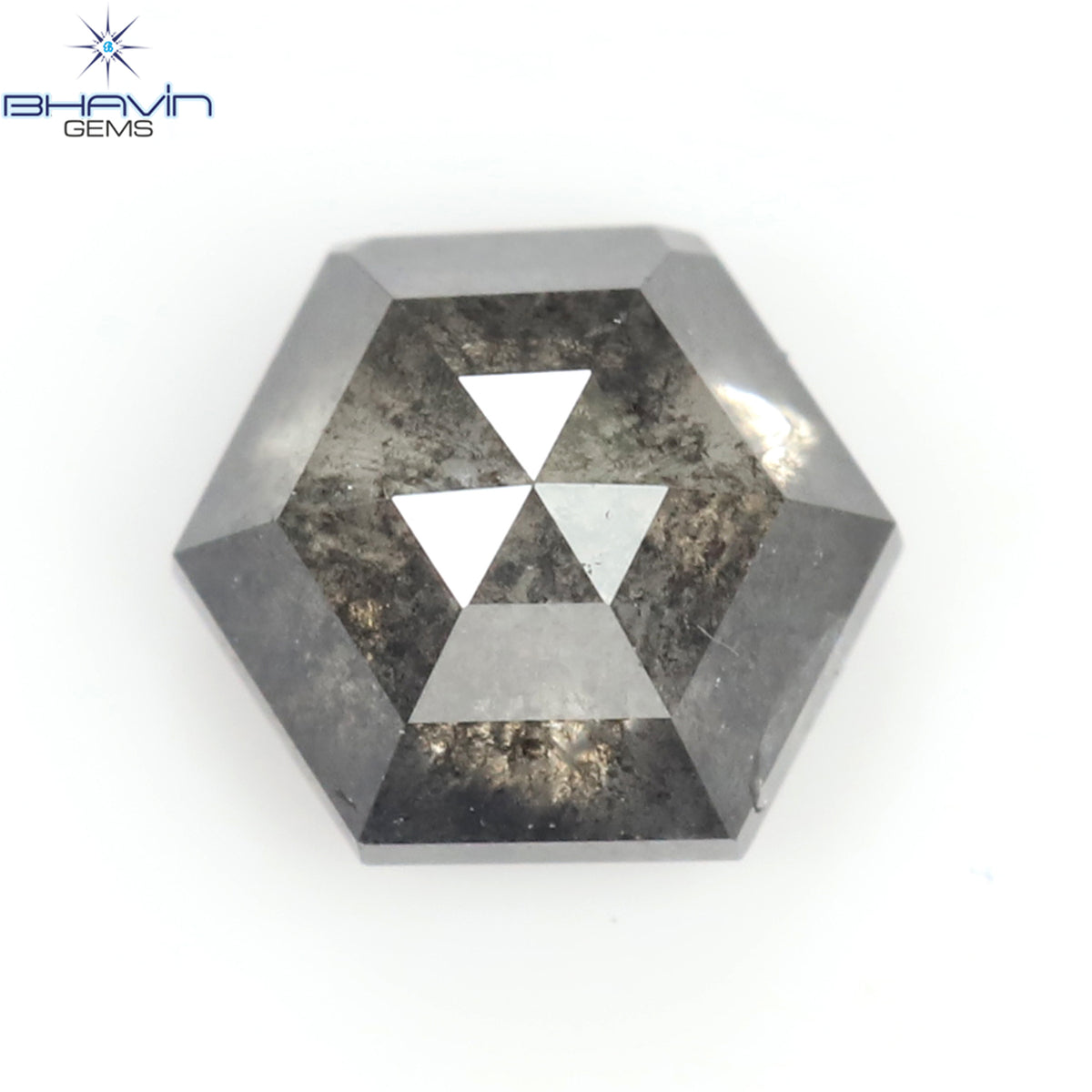 0.48 CT 六角形 天然ルース ダイヤモンド ソルト アンド ペッパー カラー I3 クラリティ (5.06 MM)