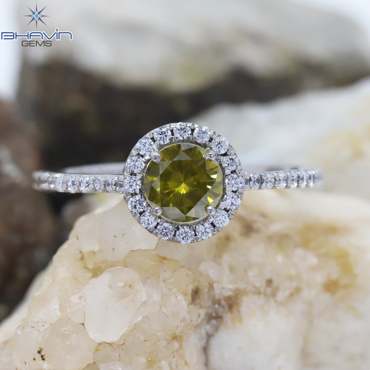 Round Diamond, Yellow Diamond, Natural Diamond Ring, Engagement Ring, Wedding Ring, Diamond Ring