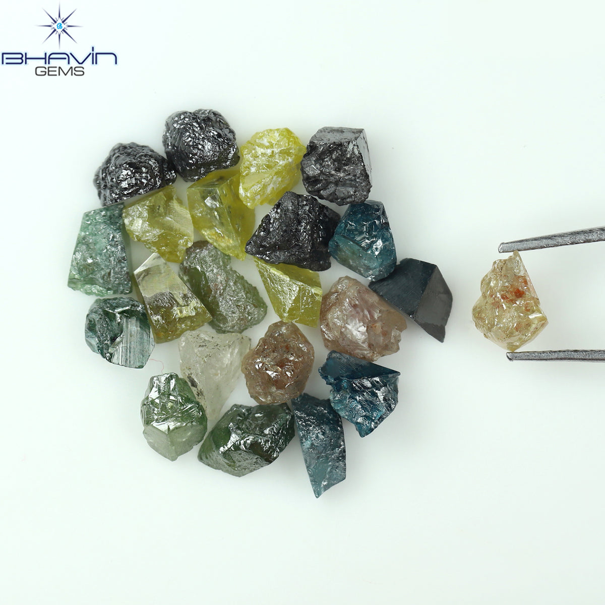 9.39 CT/22 Pcs Natural Rough Diamond Enhanced Mix Fancy Color Clarity I3 (4.85 MM)