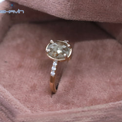 オーバル ダイヤモンド 天然ダイヤモンド リング ソルトアンドペッパーカラー ゴールド リング 婚約指輪