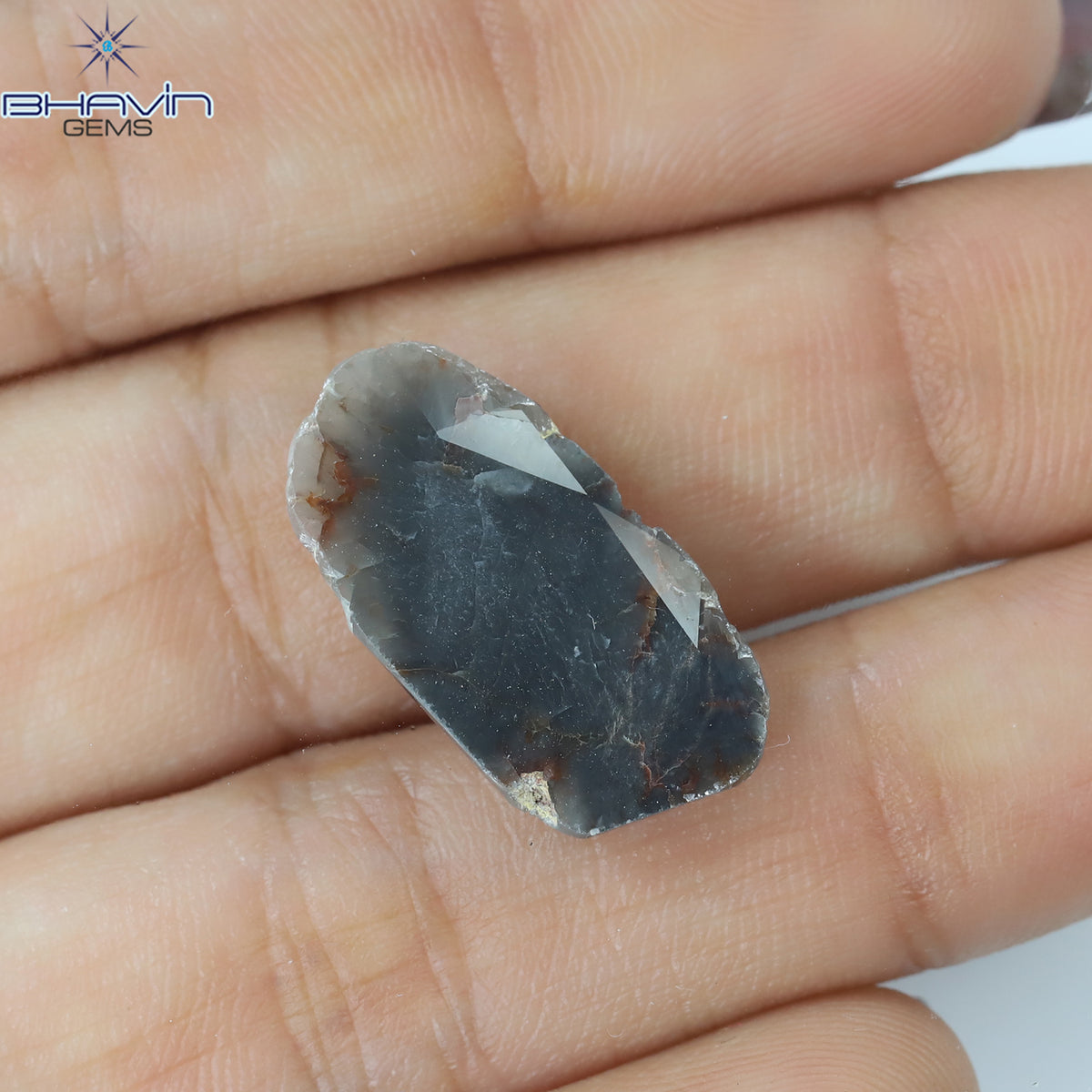 4.21 CT Natural Slice Diamond Brown Gray Color Clarity I3 (21.70 MM)