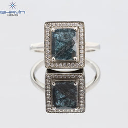 Slice Rosecut Diamond, Blue Diamond, Natural Diamond Ring, Engagement Ring,