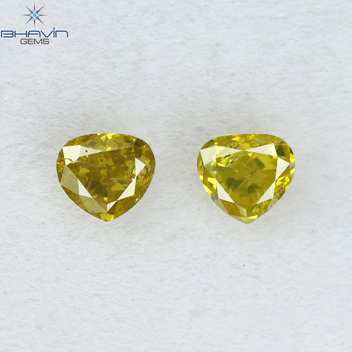 0.40 CT/2 ピース ハートシェイプ ナチュラル ルース ダイヤモンド イエロー カラー SI2 クラリティ (3.70 MM)