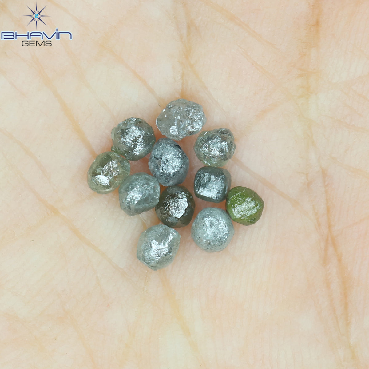 1.86 CT/11 Pcs Natural Rough Diamond Grey Color Clarity I3 (3.03 MM)