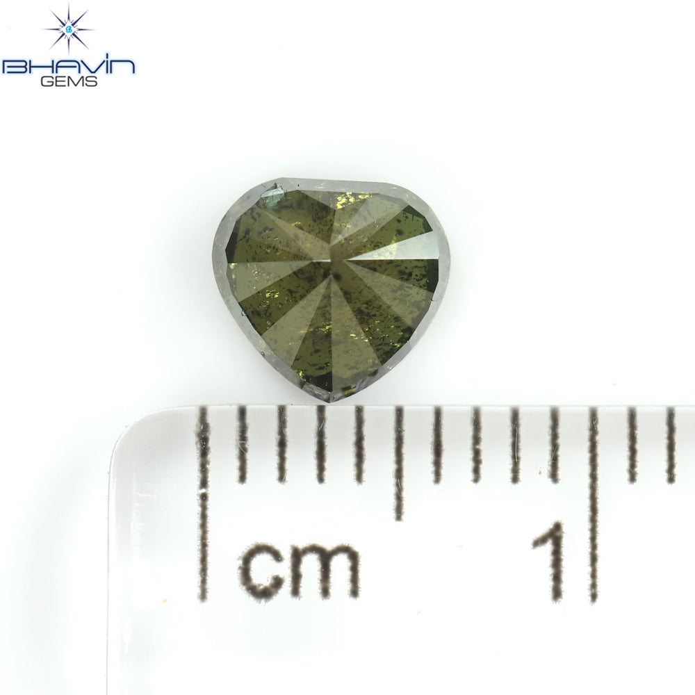 1.05 CT Heart Shape Natural Diamond Enhanced Green Color I2 Clarity (6.19 MM)