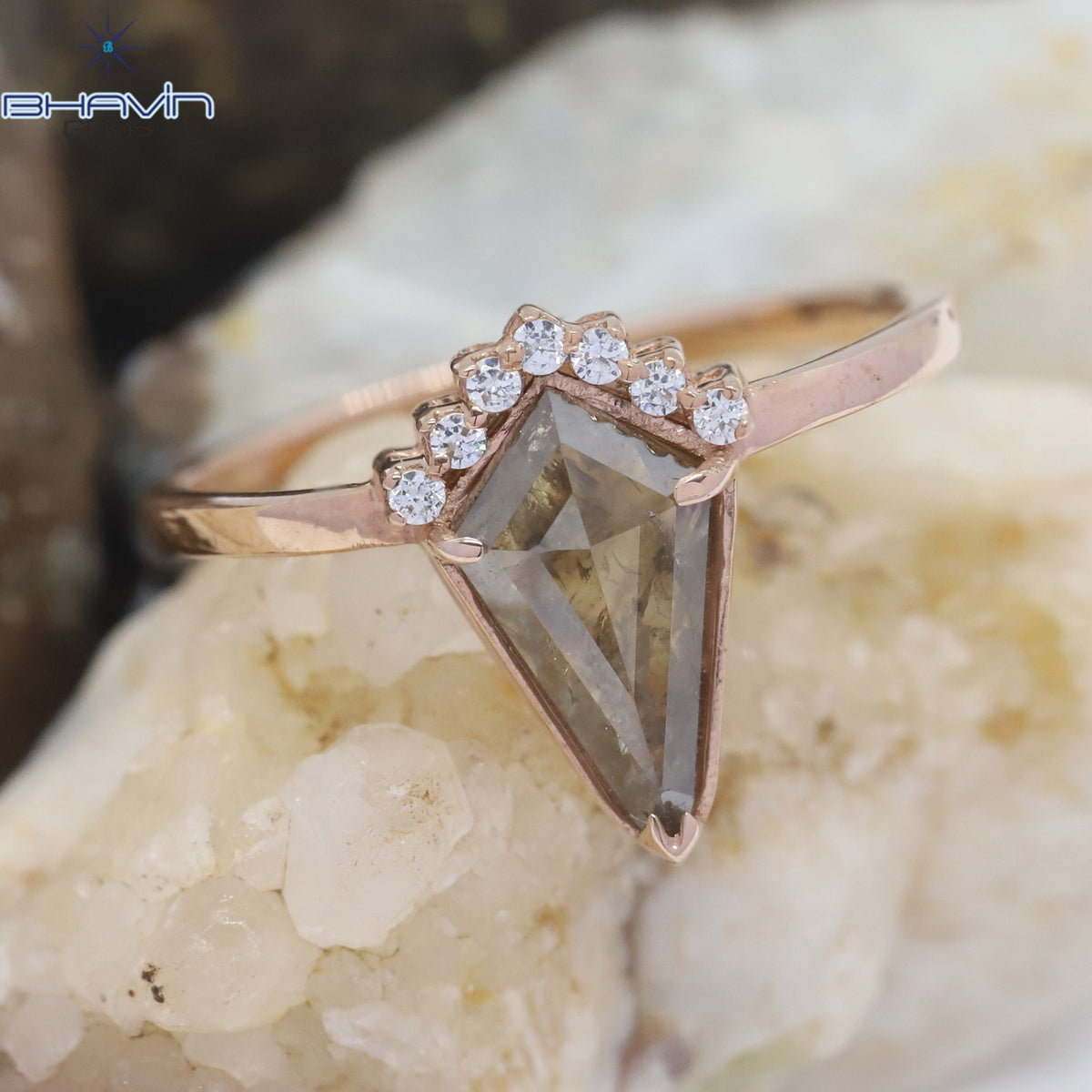 Shield Diamond, Brown Diamond, Natural Diamond Ring, Engagement Ring