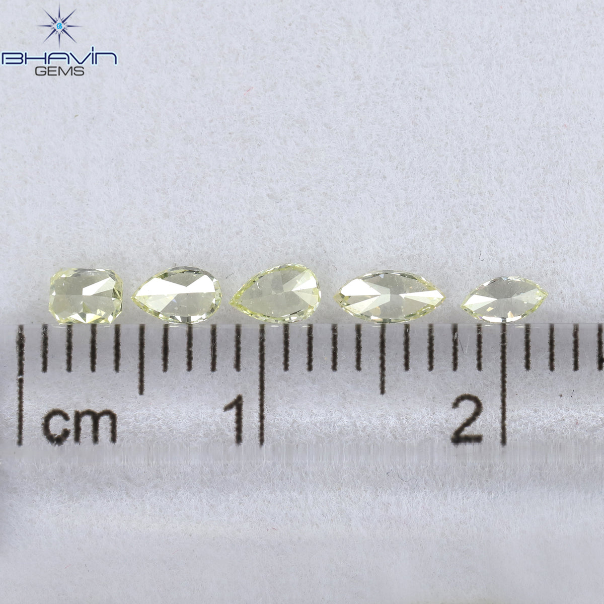0.49 CT/5 ピース ミックス シェイプ ナチュラル ダイヤモンド イエロー カラー SI2 クラリティ (2.20 MM)