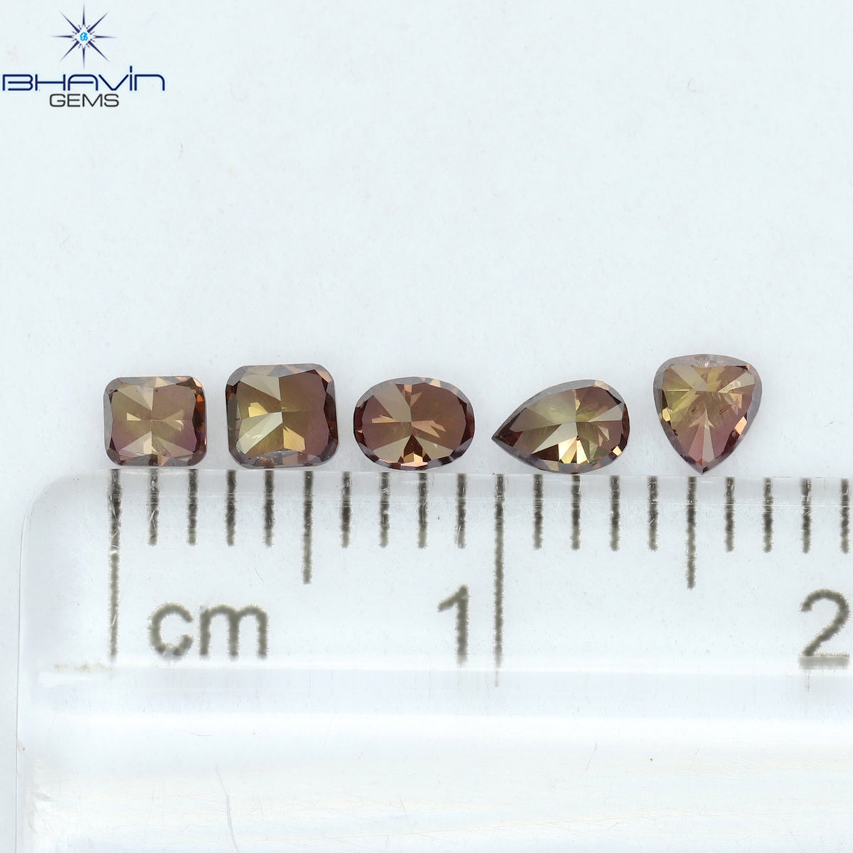 0.60 CT/5 個 ミックス シェイプ ナチュラル ルース ダイヤモンド ピンク カラー SI1 クラリティ (3.66 MM)