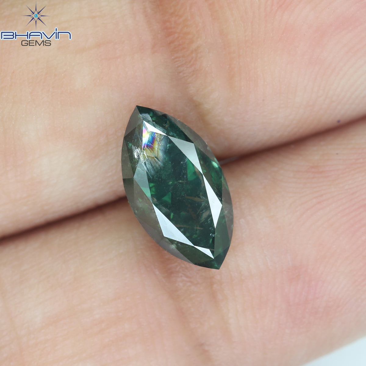 2.11 CT Natural Marquise Diamond Enhanced Green Color Clarity I2 (11.14 MM)