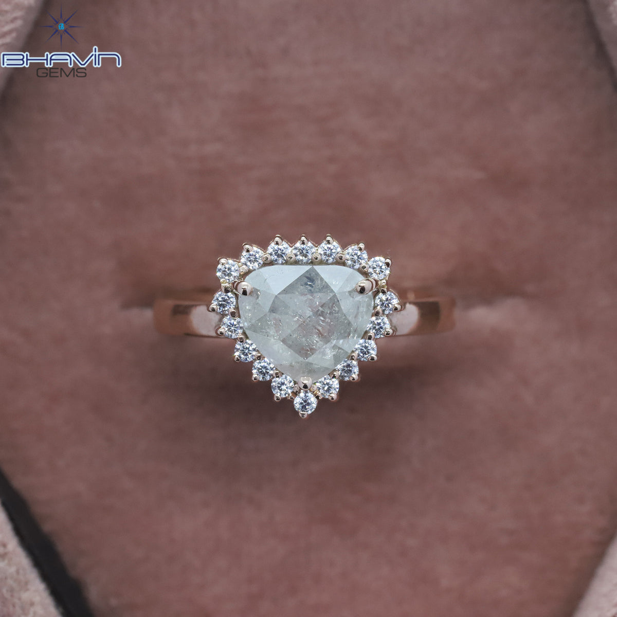 Gold Ring, Heart Diamond, Salt And Papper Diamond, Natural Diamond Ring, Engagement Ring, Wedding Ring, Diamond Ring