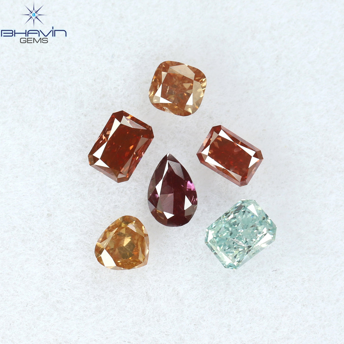 0.58 CT/6 ピース ミックス シェイプ ナチュラル ダイヤモンド ピンク カラー SI2 クラリティ (3.17 MM)