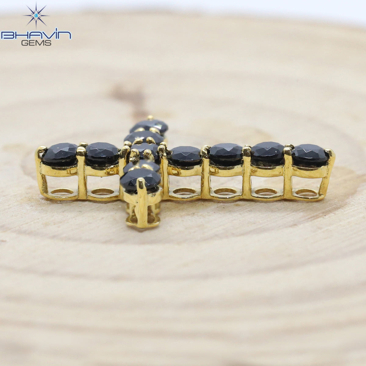 Diamond Pendant, Round Diamond, Black Diamond, Yellow Gold Pendant, Bridal Necklace, Pendant