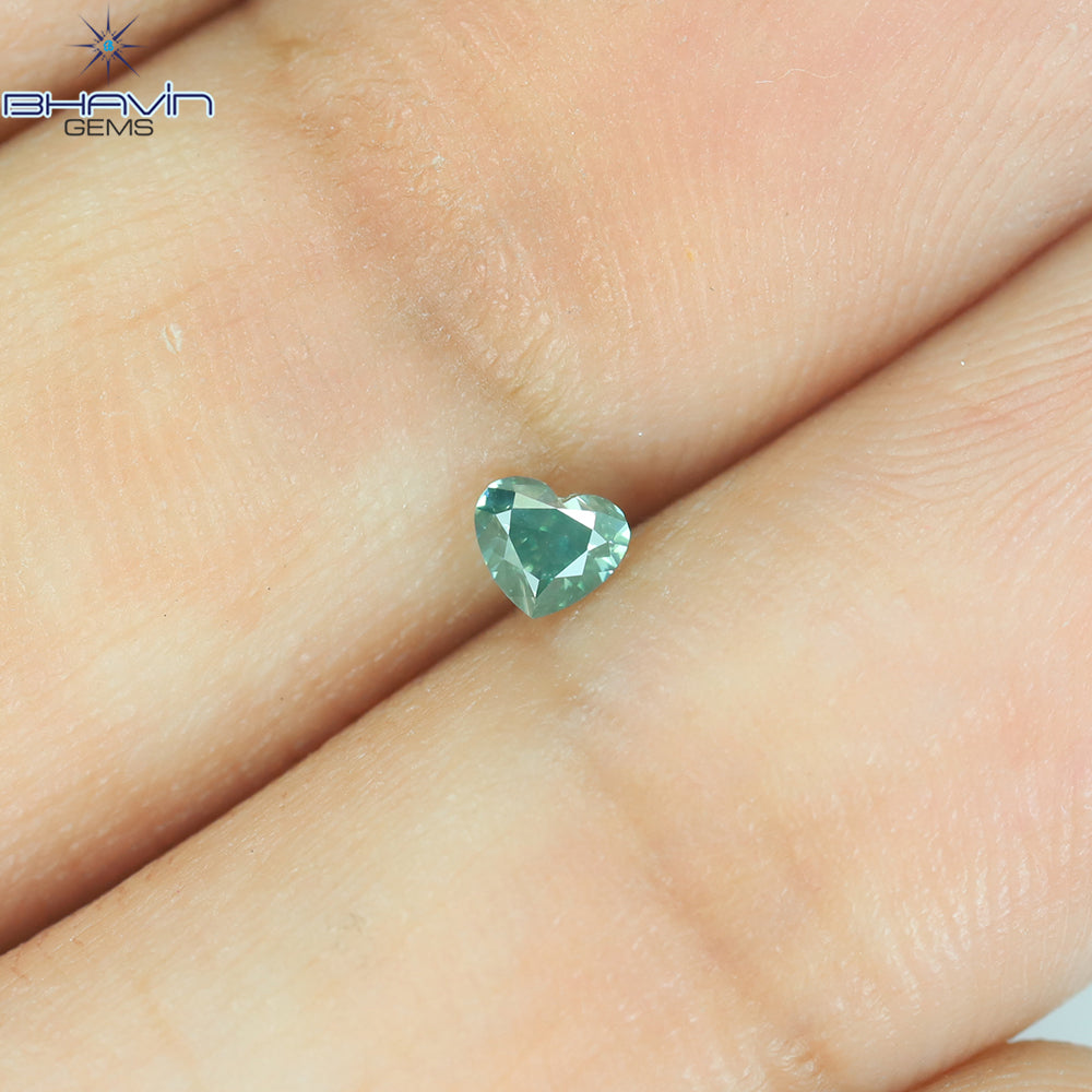 0.15 CT Natural Heart Diamond Enhanced Green Color Clarity VS1 (3.26 MM)