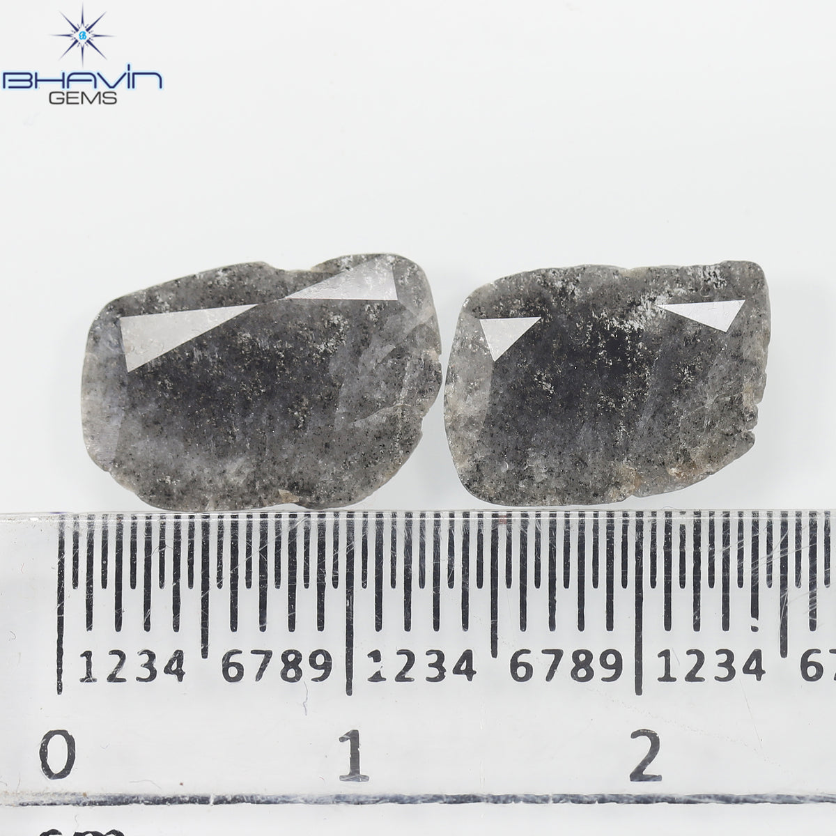 2.32 CT/2 ピース スライス ダイヤモンド ソルト アンド ペッパー カラー クラリティ I3 (12.50 MM)