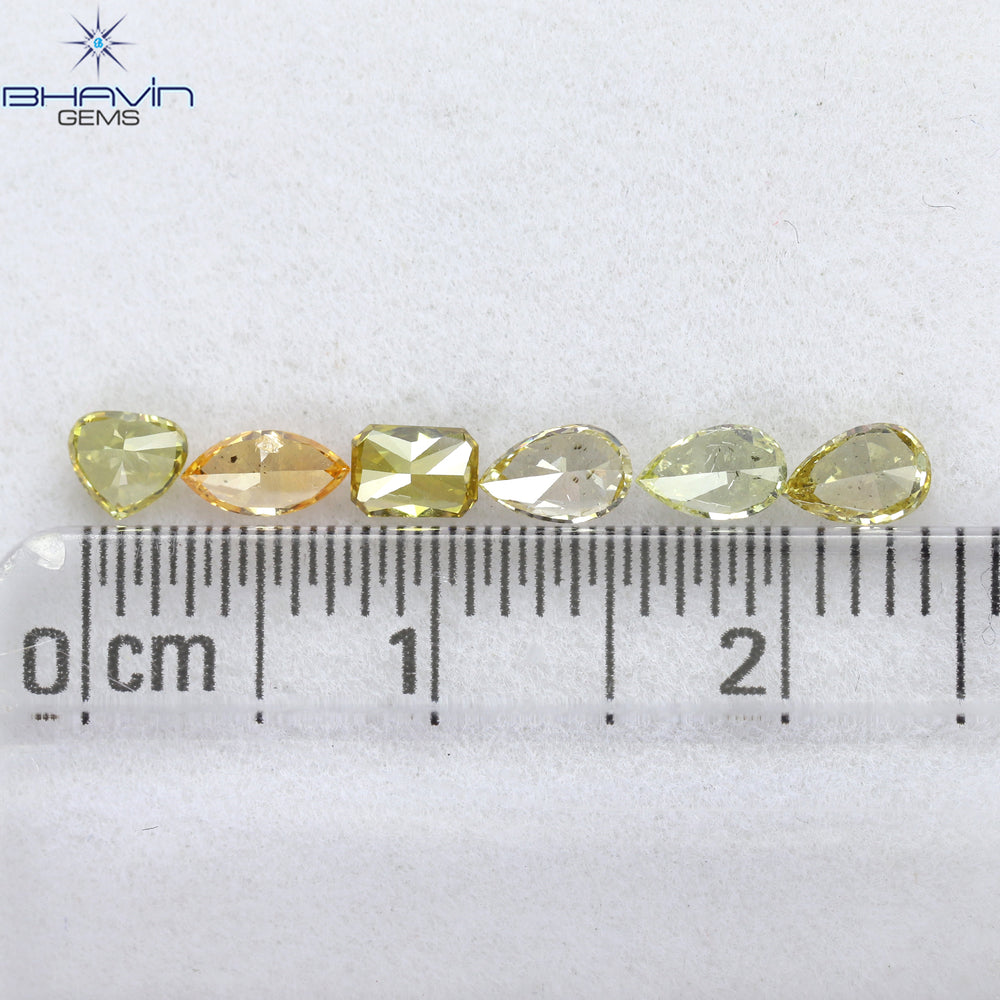 0.89 CT/6 ピース ミックス シェイプ ナチュラル ダイヤモンド ミックス カラー VS2 クラリティ (4.90 MM)