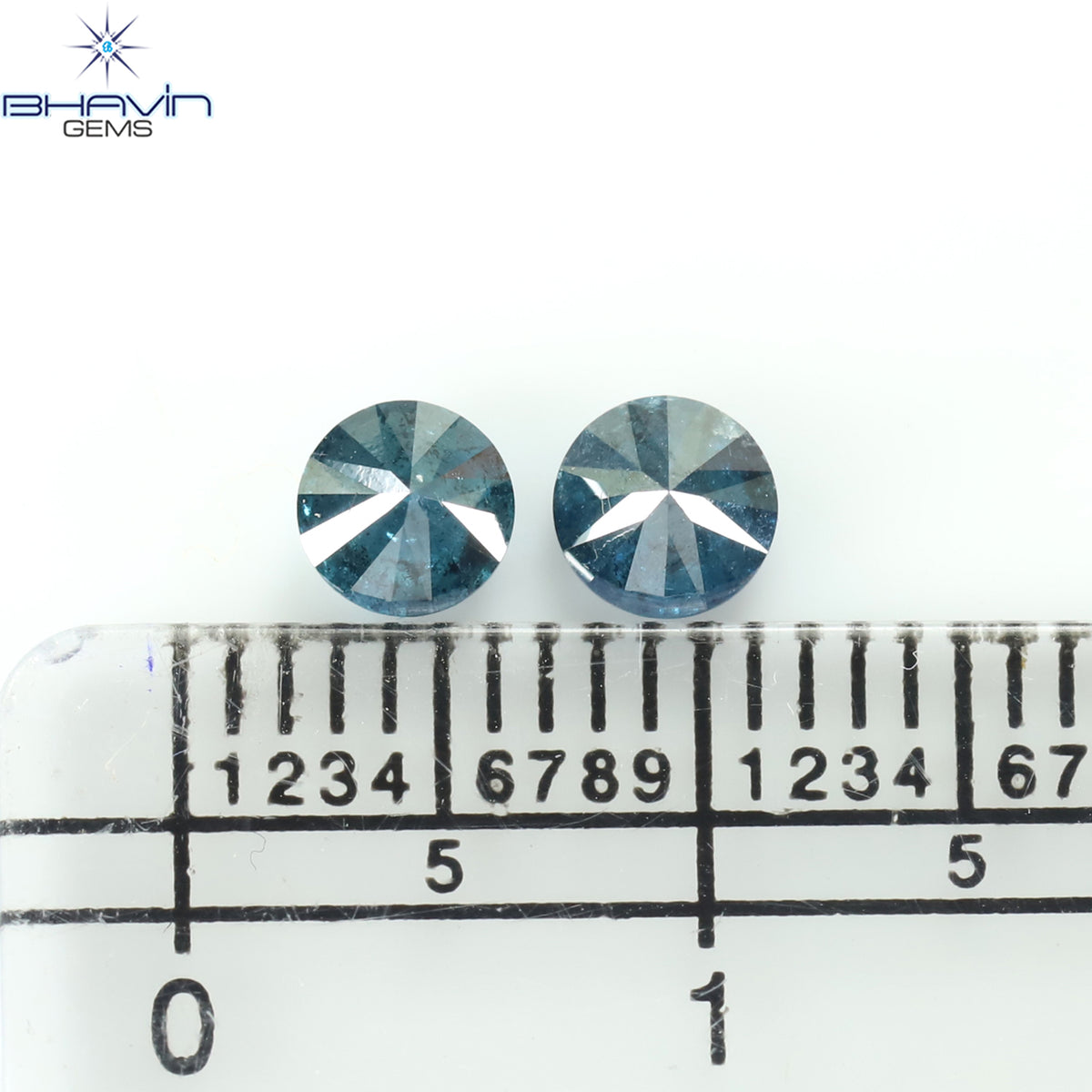 0.67 CT/2 Pcs Natural Round Diamond Enhanced Blue Color Clarity I3 (4.28 MM)