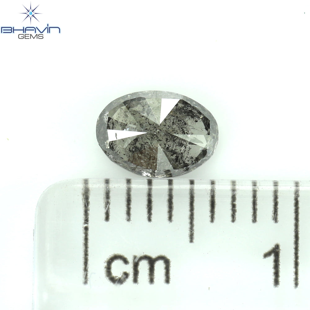 0.50 CT オーバルシェイプ ナチュラル ダイヤモンド ソルト アンド ペッパー カラー I3 クラリティ (5.86 MM)
