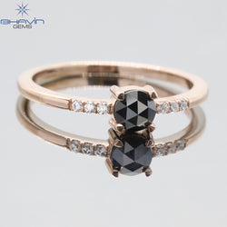 ラウンド ローズカット ダイヤモンド、ブラック ダイヤモンド、天然ダイヤモンド リング、婚約指輪、