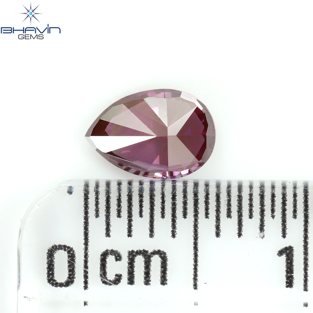 0.41 CT Natural Pear Diamond Enhanced Pink Color Clarity VS1 (5.94 MM)