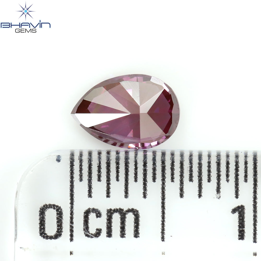 0.41 CT Pear Shape Natural Diamond Pink Color VS1 Clarity (5.94 MM)
