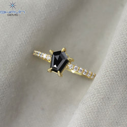コフィン ダイヤモンド ブラック ダイヤモンド 天然ダイヤモンド リング ゴールド リング 婚約指輪
