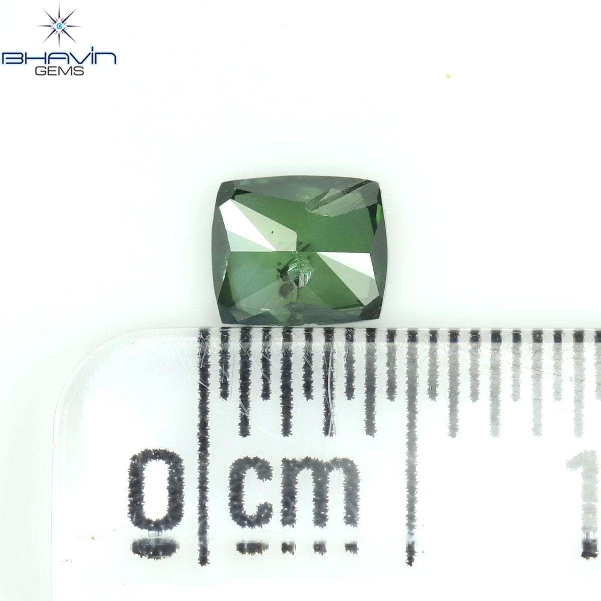 0.28 CT Natural Cushion Diamond Enhanced Bluish Green Color Clarity I1 (4.22 MM)