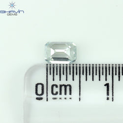 0.39 CT エメラルド シェイプ ナチュラル ダイヤモンド グリーンがかったブルー カラー VS1 クラリティ (4.86 MM)