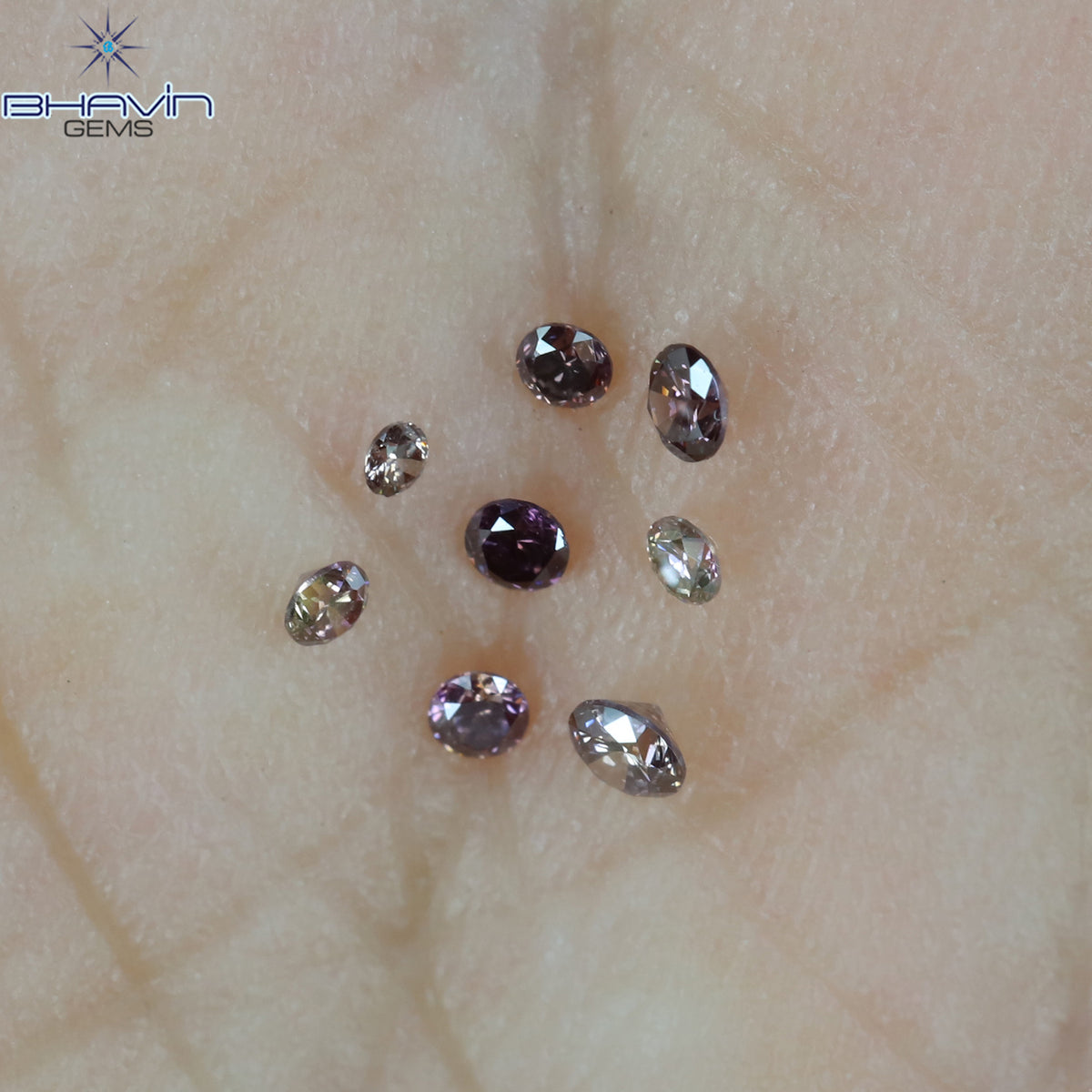 0.09 CT/8 Pcs Natural Round Diamond Enhanced Pink Color Clarity SI (1.50 MM)