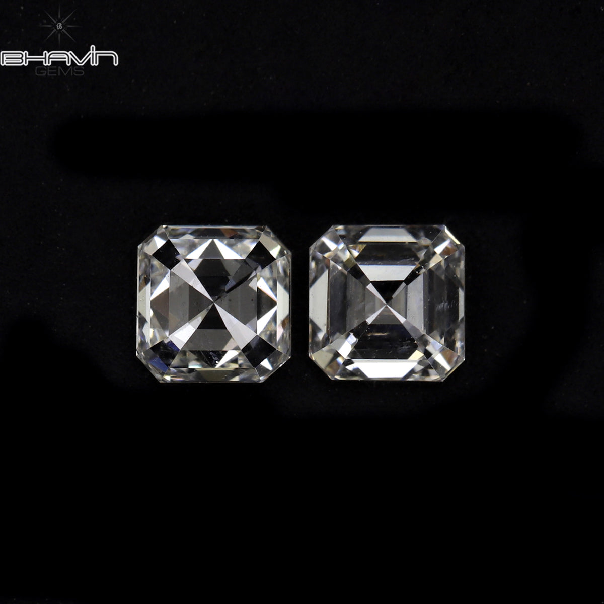 0.20 CT/2 Pcs Natural Asscher Diamond White (G+) Color Clarity VVS-VS (2.40 MM)