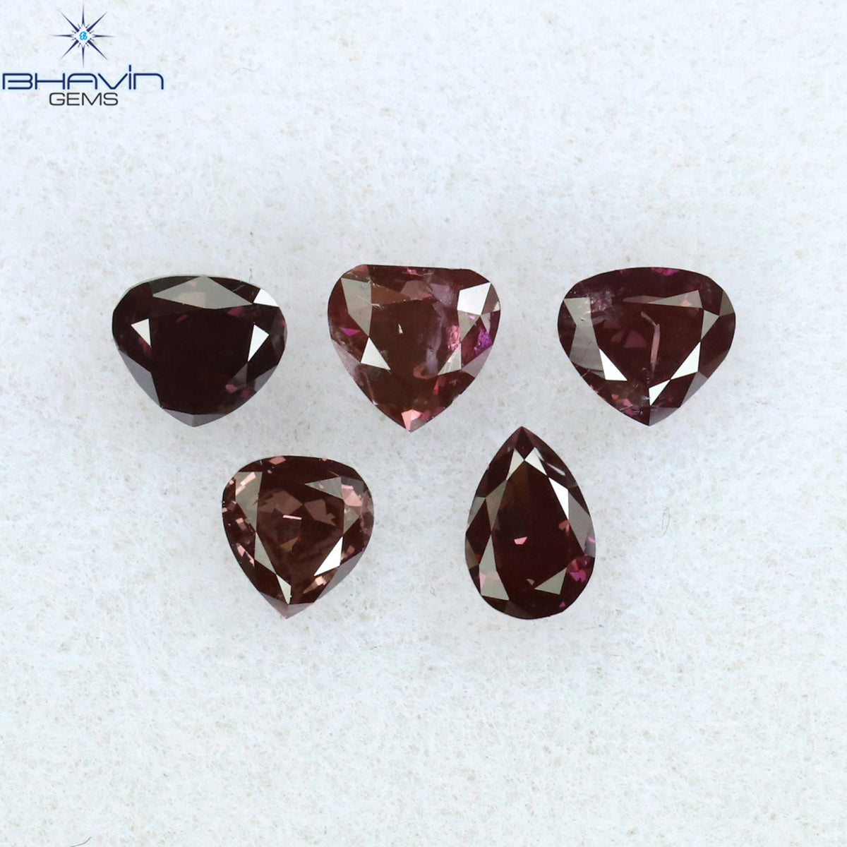 0.75 CT/5 Pcs Natural Mix Diamond Enhanced Pink Color Clarity SI2 (4.00 MM)
