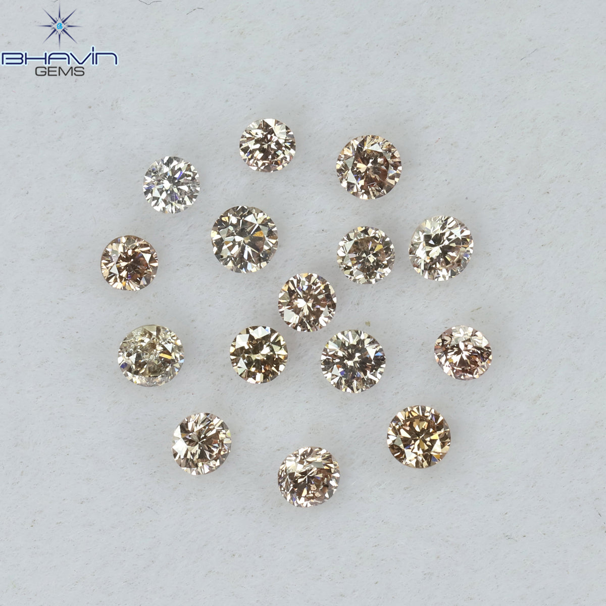0.38 CT/15 Pcs Natural Round Diamond Brown Pink (Argyle) Color Clarity VS2 (2.00 MM)