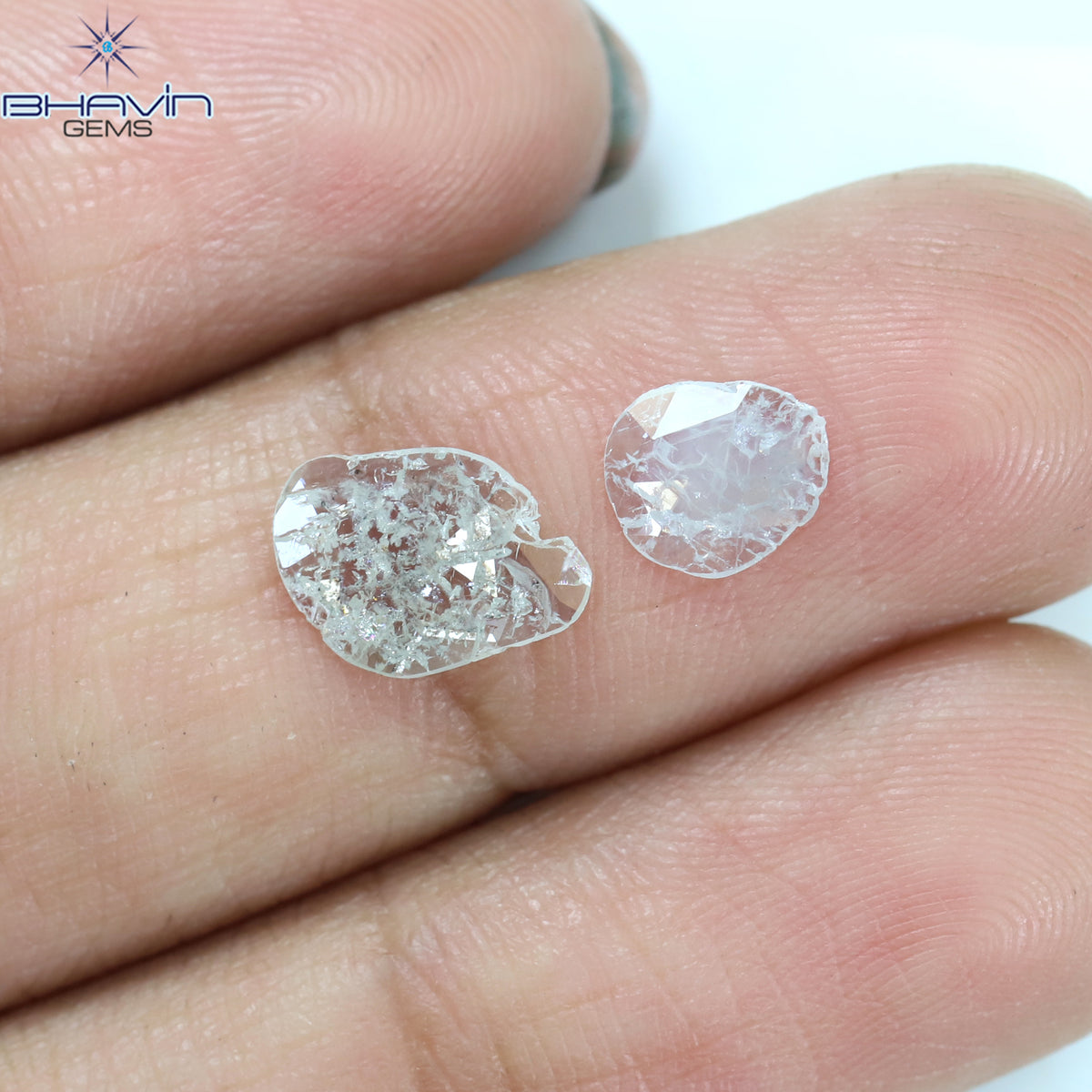 0.84 CT/2 Pcs Natural Rosecut Polki Diamond White Color Clarity I3 (9.26 MM)