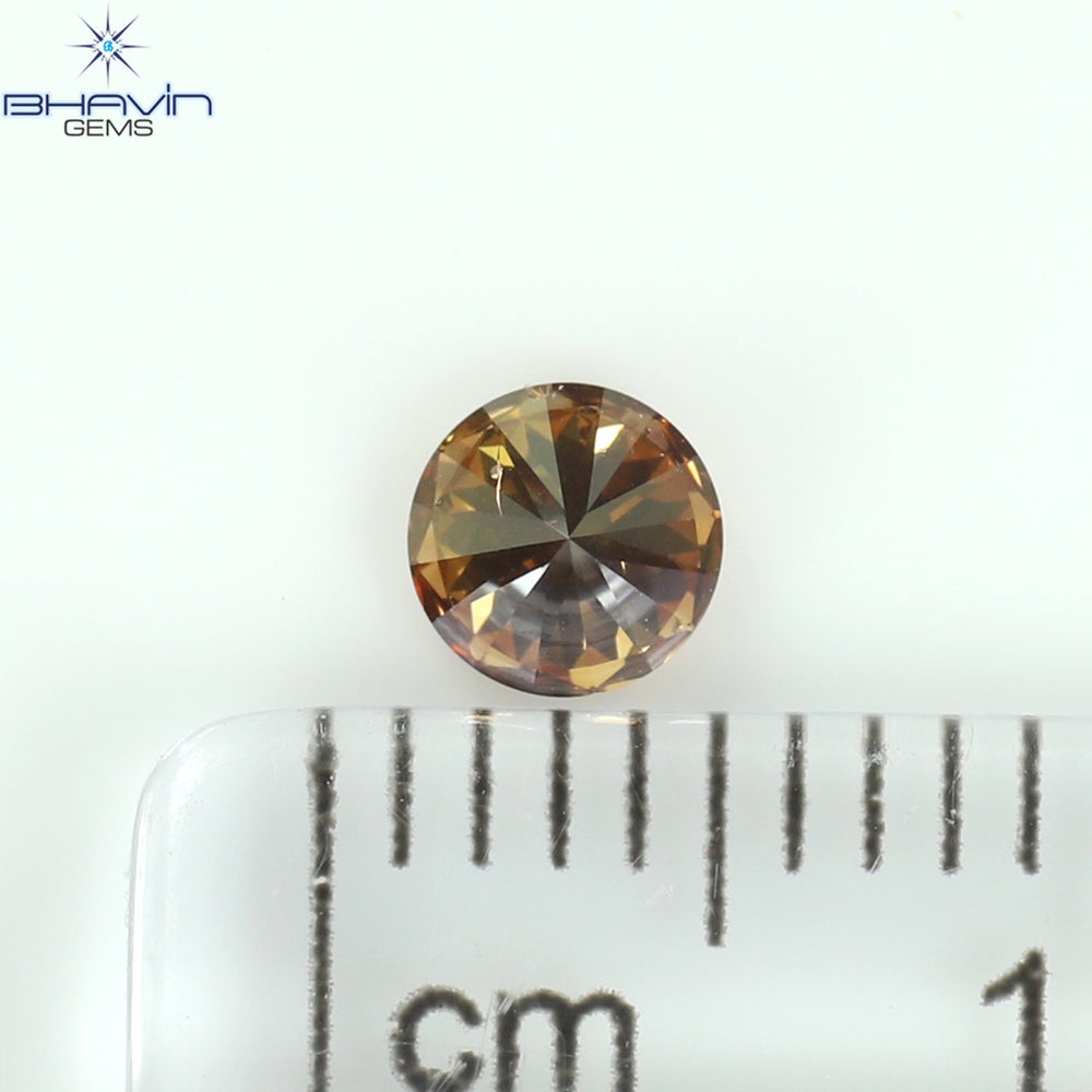0.24 CT ラウンド シェイプ ナチュラル ダイヤモンド ピンク ブラウン カラー SI1 クラリティ (3.94 MM)