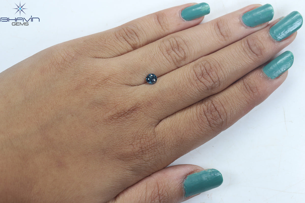0.45 CT Natural Round Diamond Enhanced Blue Color Clarity I3 (4.86 MM)