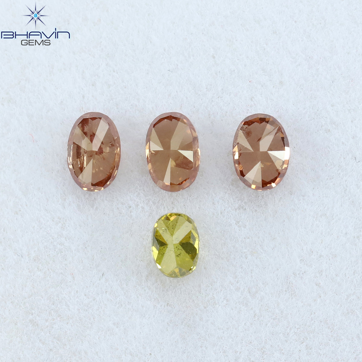 0.72 CT/4 Pcs Natural Oval Diamond Enhanced Pink Yellow Color Clarity SI2 (4.15 MM)