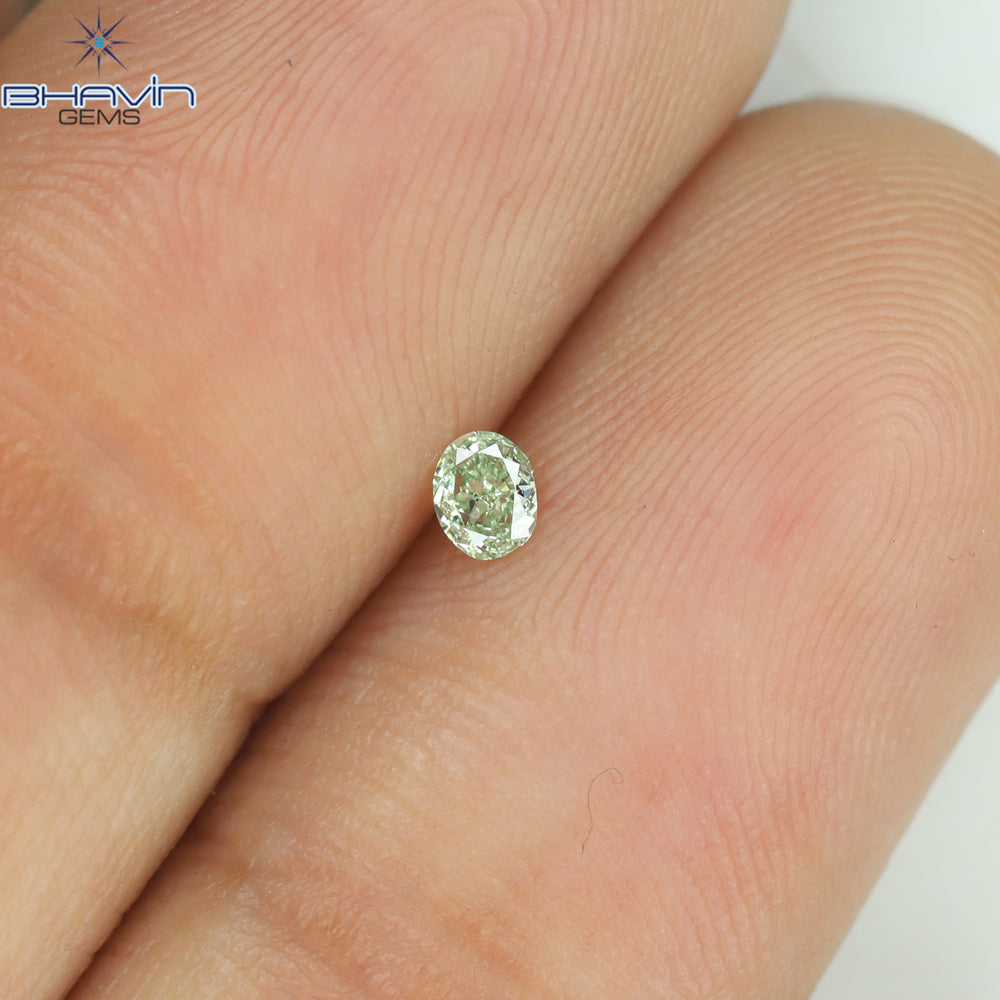 0.07 CT オーバルシェイプ ナチュラル ダイヤモンド ブルーイッシュ グリーン カラー VS2 クラリティ (2.85 MM)