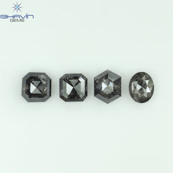 1.69 CT/4 PCS Mix Shape Natural Diamond Salt And Pepper Color I3 Clarity (5.00 MM)