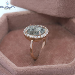 オーバル ダイヤモンド 天然ダイヤモンド リング ソルト アンド ペーパー ダイヤモンド ゴールド リング 婚約指輪