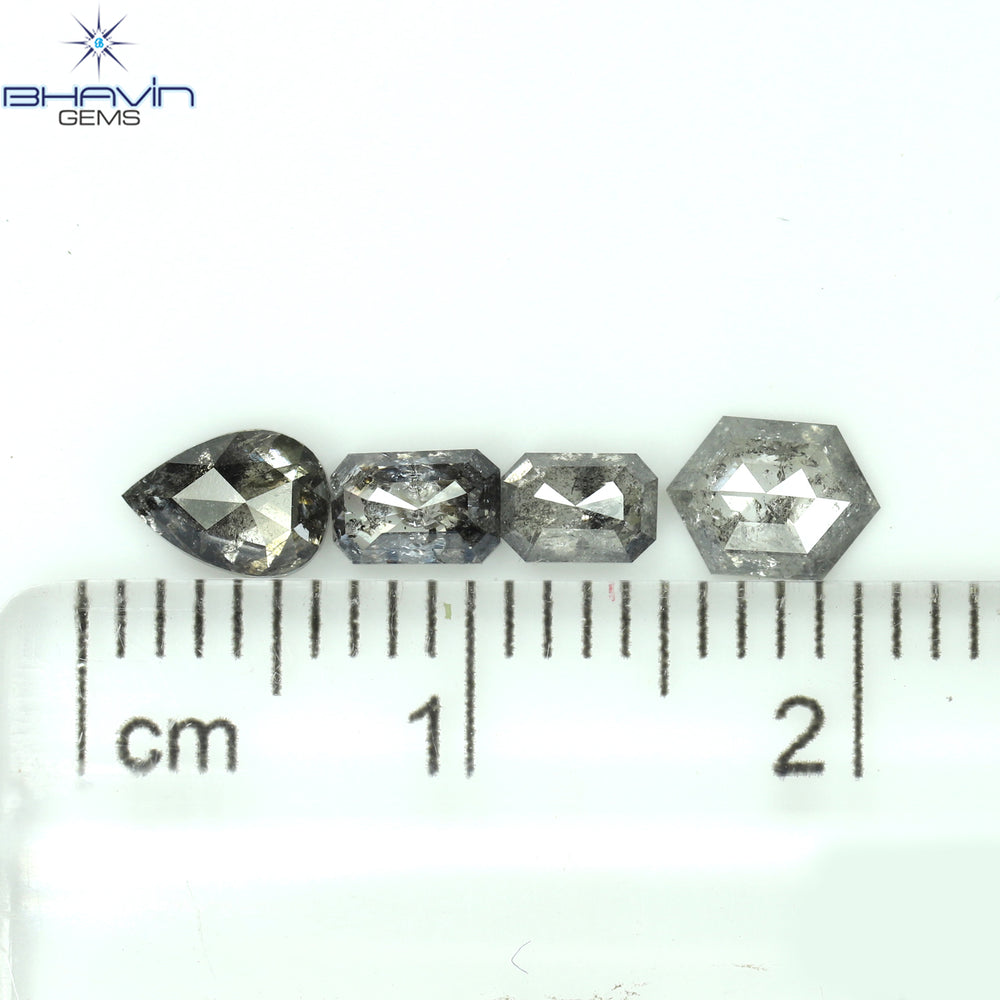 1.18 CT/4 PCS Mix Shape Natural Diamond Salt And Pepper Color I3 Clarity (5.47 MM)