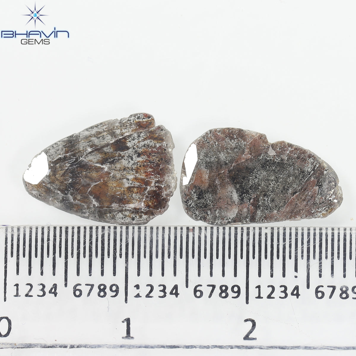 2.20 CT (2 Pcs) Slice Natural Diamond Brown Color Clarity I3 (13.00 MM)