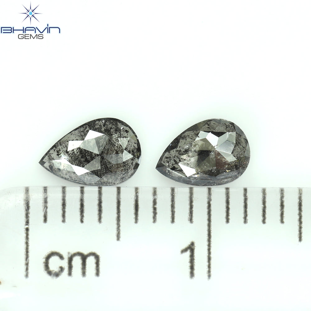0.57 CT/2 個ペアシェイプ ナチュラル ルース ダイヤモンド ソルト アンド ペッパー カラー I3 クラリティ (5.63 MM)